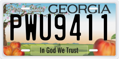 GA license plate PWU9411