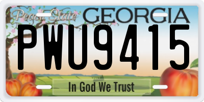 GA license plate PWU9415
