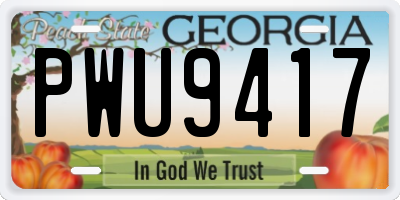 GA license plate PWU9417