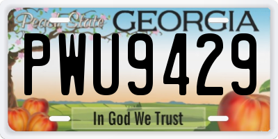GA license plate PWU9429