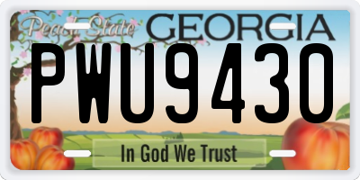 GA license plate PWU9430