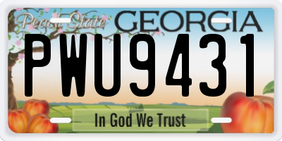 GA license plate PWU9431
