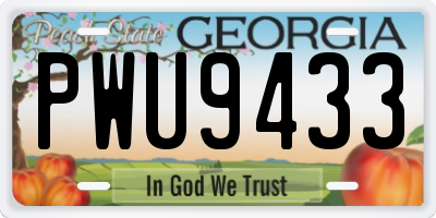 GA license plate PWU9433