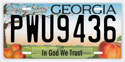 GA license plate PWU9436