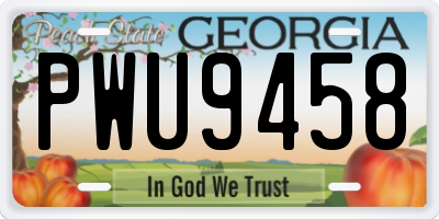 GA license plate PWU9458