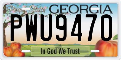 GA license plate PWU9470