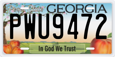 GA license plate PWU9472