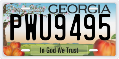 GA license plate PWU9495