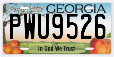 GA license plate PWU9526