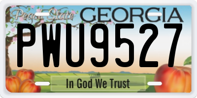GA license plate PWU9527