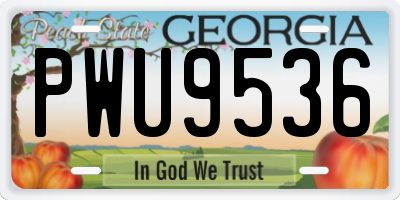 GA license plate PWU9536