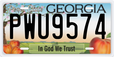 GA license plate PWU9574
