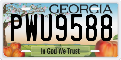 GA license plate PWU9588