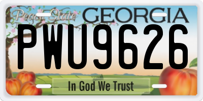 GA license plate PWU9626