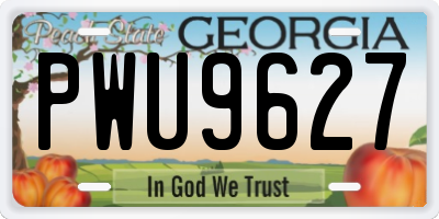 GA license plate PWU9627