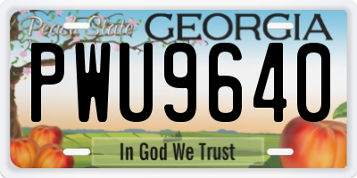 GA license plate PWU9640