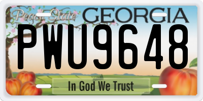 GA license plate PWU9648