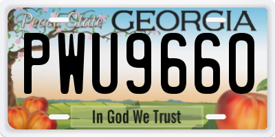GA license plate PWU9660