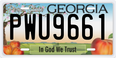 GA license plate PWU9661