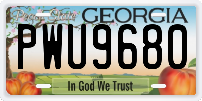 GA license plate PWU9680