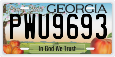 GA license plate PWU9693