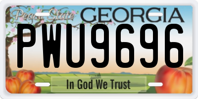 GA license plate PWU9696