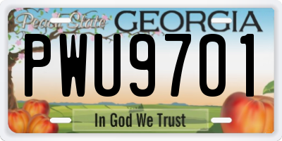 GA license plate PWU9701