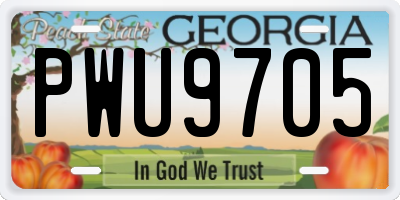 GA license plate PWU9705