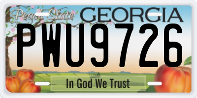 GA license plate PWU9726