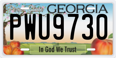 GA license plate PWU9730