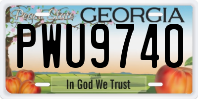 GA license plate PWU9740