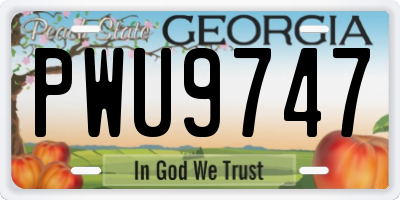 GA license plate PWU9747