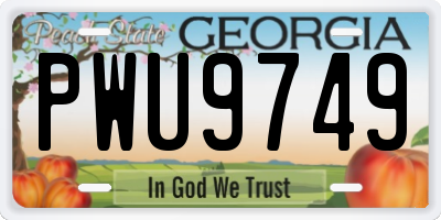 GA license plate PWU9749