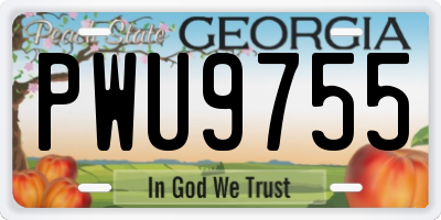 GA license plate PWU9755