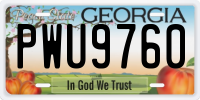GA license plate PWU9760