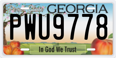 GA license plate PWU9778