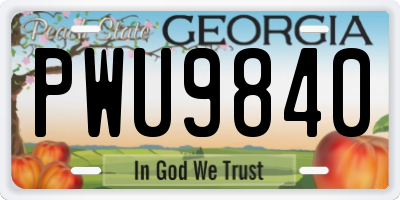 GA license plate PWU9840