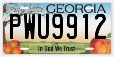 GA license plate PWU9912