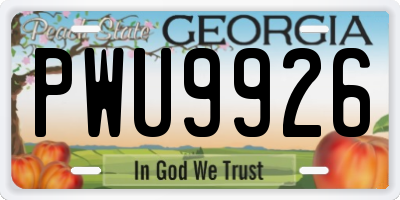 GA license plate PWU9926
