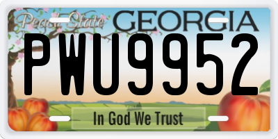 GA license plate PWU9952