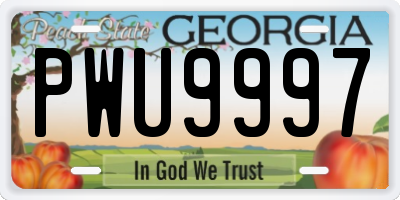GA license plate PWU9997