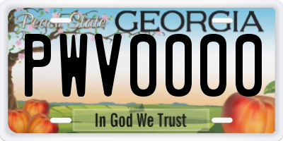 GA license plate PWV0000