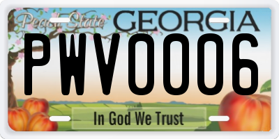 GA license plate PWV0006