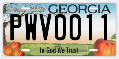 GA license plate PWV0011