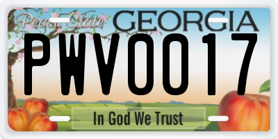 GA license plate PWV0017