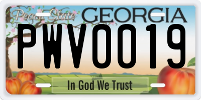 GA license plate PWV0019