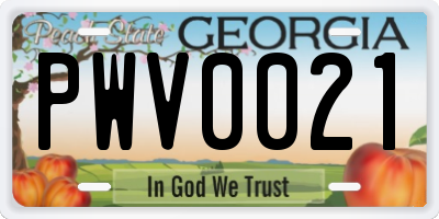 GA license plate PWV0021