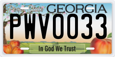 GA license plate PWV0033