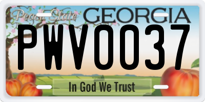 GA license plate PWV0037
