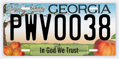 GA license plate PWV0038